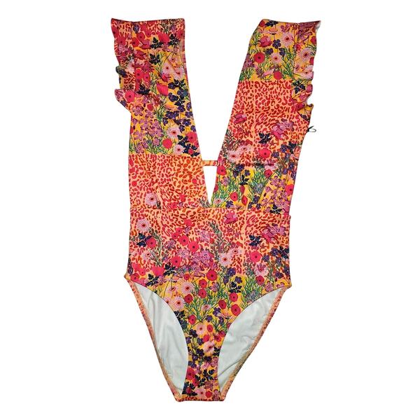 New Free People BETH RICHARDS Sophia One Piece Swimsuit $280 MEDIUM Floral - Picture 6 of 8